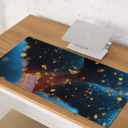 Sleek large non-slip Ocean Blue Nebula gaming mouse pad with cosmic design