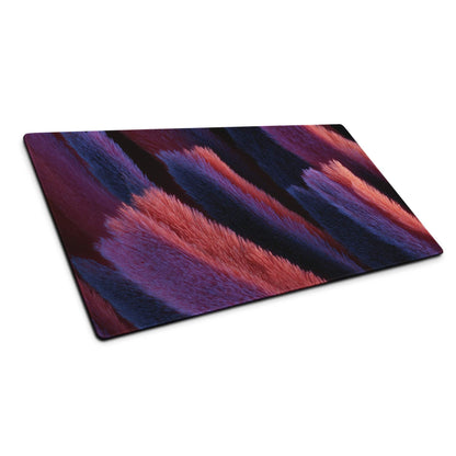 Vibrant purple magenta black abstract stripes on rectangular gaming mouse pad