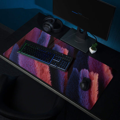 Vibrant multicolor feather pattern gaming mouse pad with non-slip base