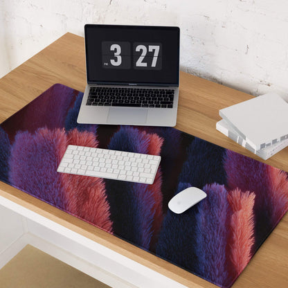 Vibrant purple pink feather gaming mouse pad with non-slip base
