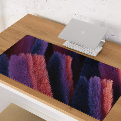Vibrant multicolor feather pattern gaming mouse pad with non-slip base