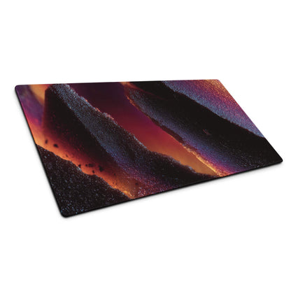 Vibrant nebula rectangular cutting board with orange purple black streaks