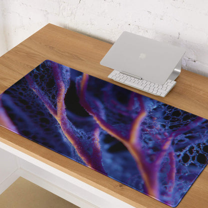 Abstract cosmic gaming mouse pad with immersive neon purple blue design
