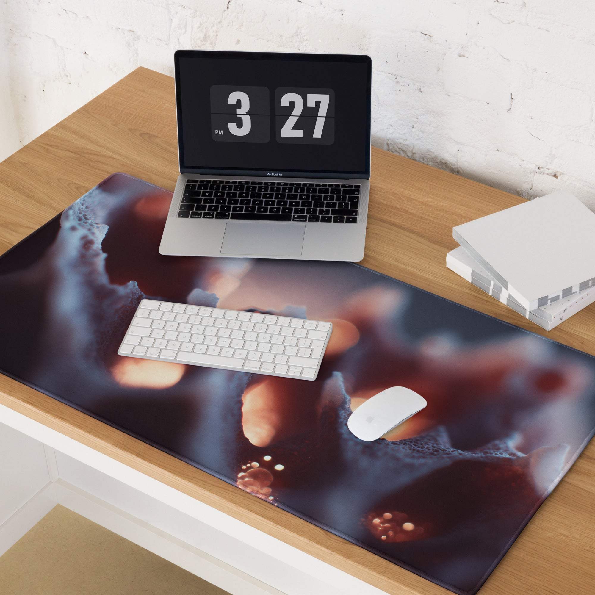 Bold abstract coral glow large gaming mouse pad with vivid hands design