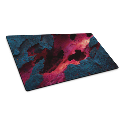 Vibrant lava neon blue pink large gaming mouse pad with swirling abstract design