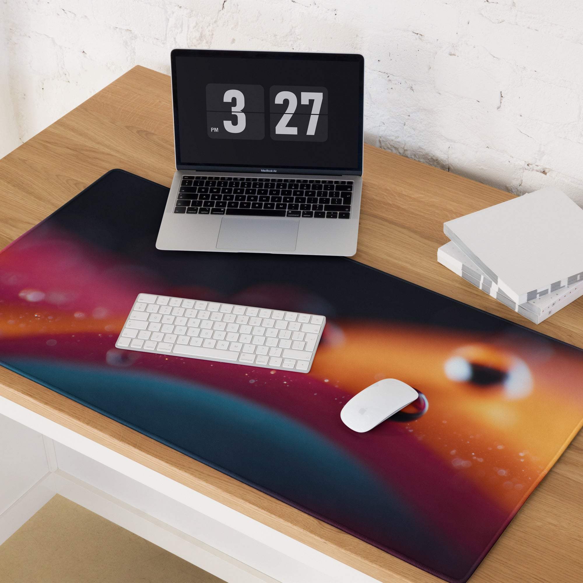 Vibrant cosmic extra large gaming mousepad with nebulae gradient and non-slip backing