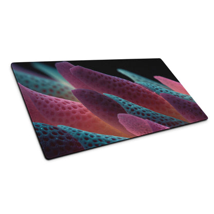 Vibrant pink purple teal coral-like abstract neon leaves glass cutting board