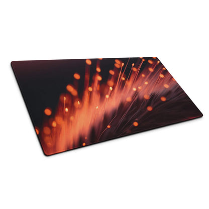 Dynamic Neon Ember Glow large esports mouse pad with orange black fiber optic design