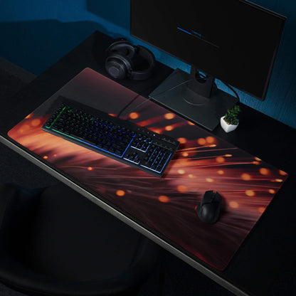 Dynamic Neon Ember Glow large esports gaming mouse pad with orange red fiber optic glow