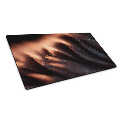 Premium large dark ember gaming mouse pad with glass cutting board design