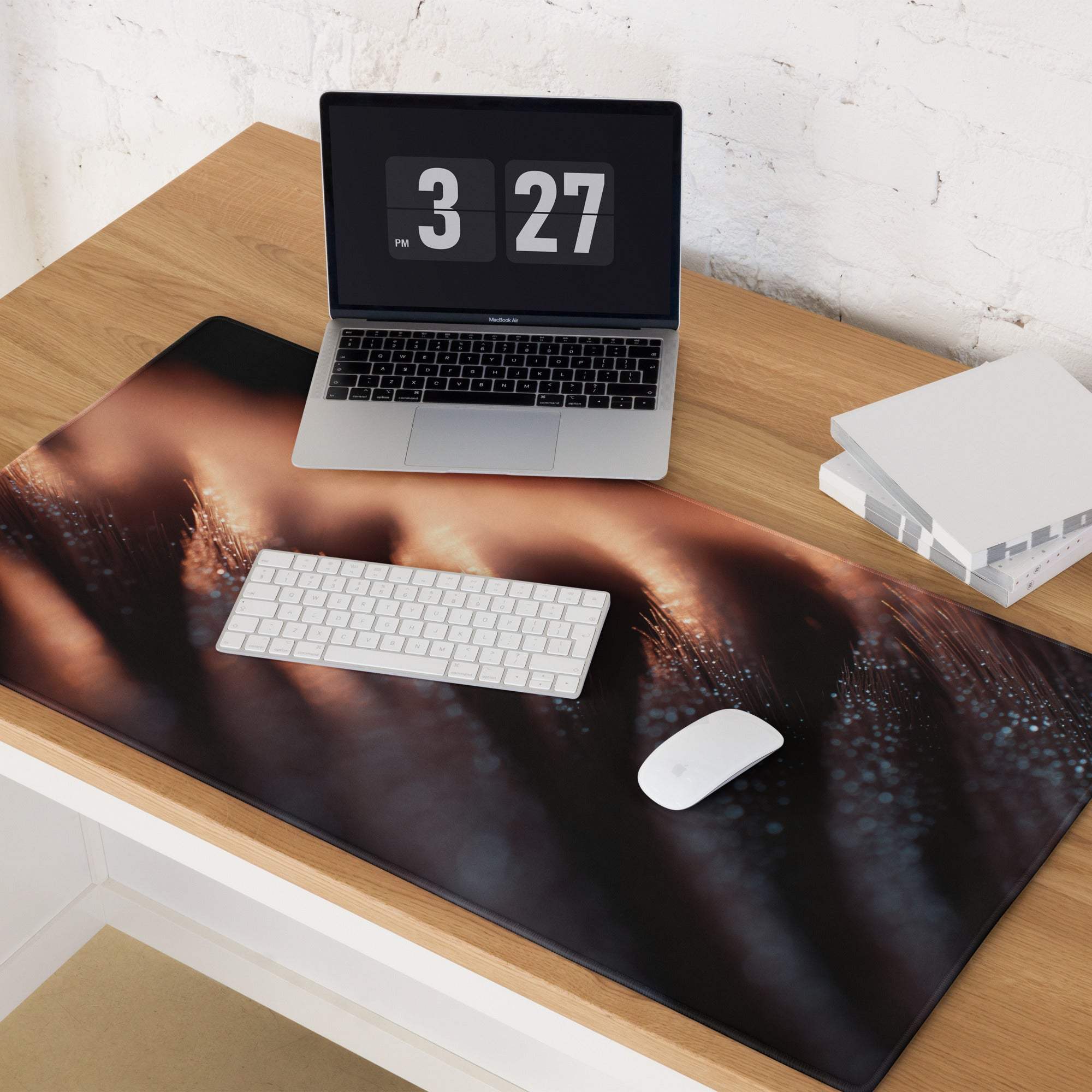 Sleek black gaming mousepad with fiery glowing eye on premium dark ember design