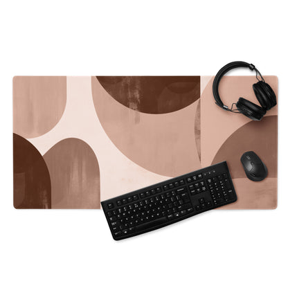 Boho Geometric Mouse Pad Taupe Brown Desk Mat for Modern Home Office Decor and Gaming Setup