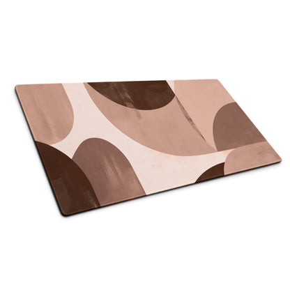 Boho Geometric Mouse Pad Taupe Brown Desk Mat for Modern Home Office Decor and Gaming Setup