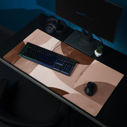 Boho Geometric Mouse Pad Taupe Brown Desk Mat for Modern Home Office Decor and Gaming Setup