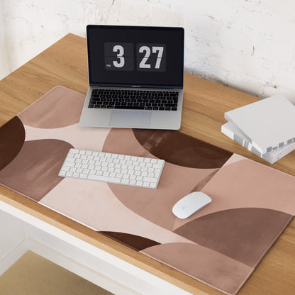 Boho Geometric Mouse Pad Taupe Brown Desk Mat for Modern Home Office Decor and Gaming Setup