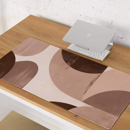 Boho Geometric Mouse Pad Taupe Brown Desk Mat for Modern Home Office Decor and Gaming Setup