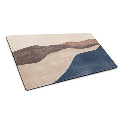 Boho Landscape Desk Pad - Landscape Desk Pad Beige Brown Navy Calm Mood Boho Desk Decor Printed Fabric 36x18 Non Slip