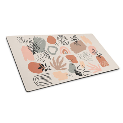 Boho Botanical Pastel Mouse Pad Abstract Art For Home Office Beige Pink Peach Gray Large Non Slip Desk MatEdgeStitching