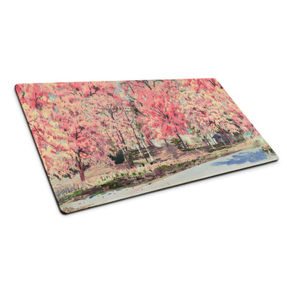 Cherry Blossom Pink Mouse Pad For Desk Setup Large Non Slip Watercolor Style For Home Office