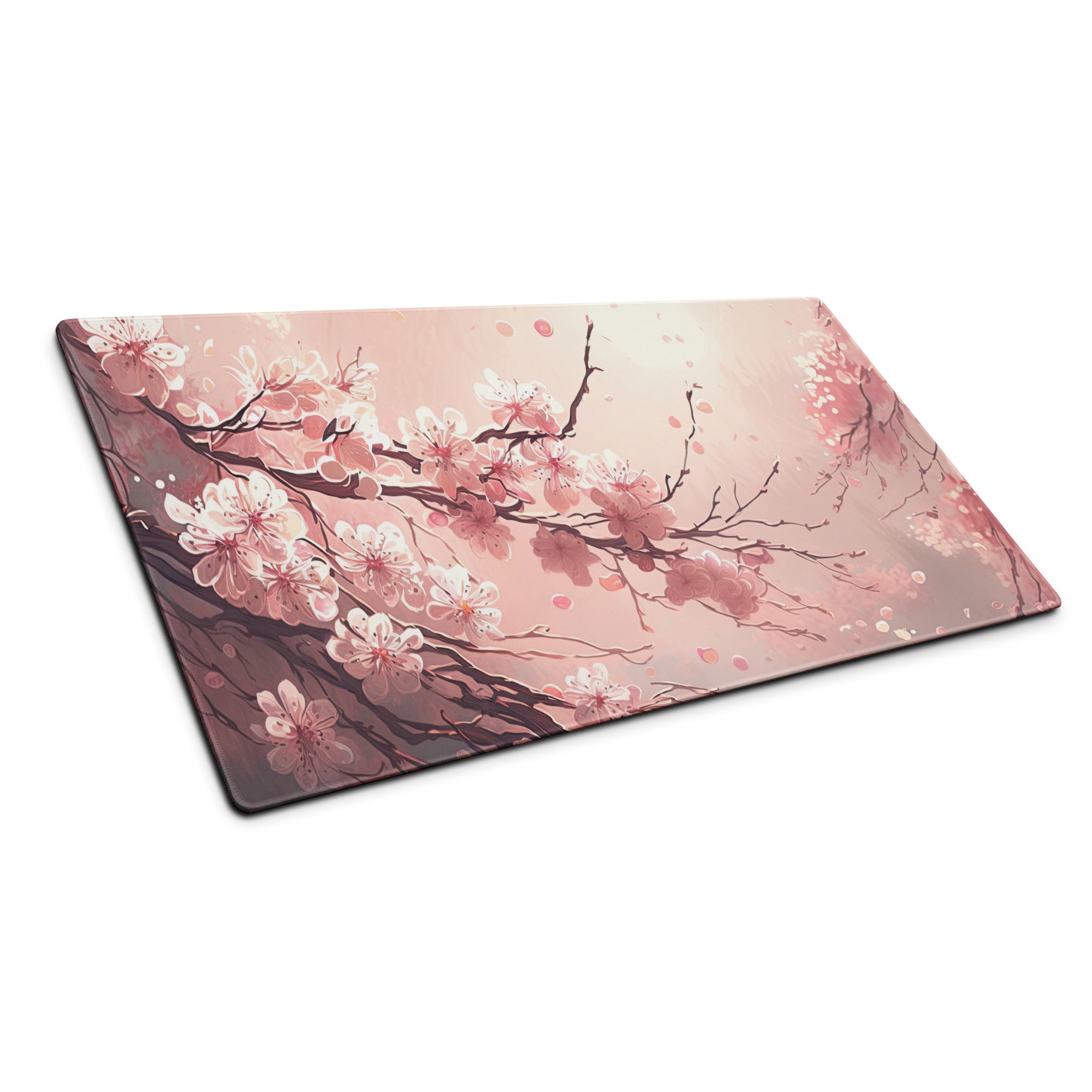 Cherry Blossom Pink Mouse Pad Large Non Slip Desk Mat For Gaming Setup Modern Art Style Calm Cozy Home Office Decor