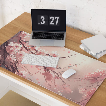 Cherry Blossom Pink Mouse Pad Large Non Slip Desk Mat For Gaming Setup Modern Art Style Calm Cozy Home Office Decor