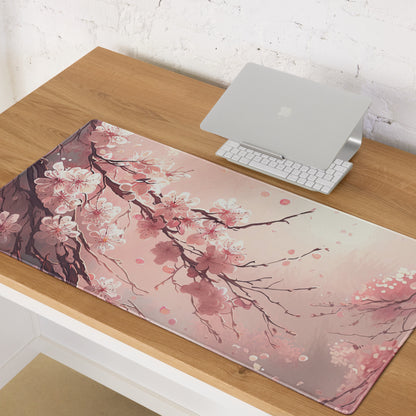 Cherry Blossom Pink Mouse Pad Large Non Slip Desk Mat For Gaming Setup Modern Art Style Calm Cozy Home Office Decor