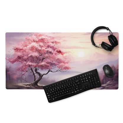 Cherry Blossom Mouse Pad Pink Lavender Sunset Gaming Desk Watercolor Calm Mood Minimal Desk Decor Watercolor