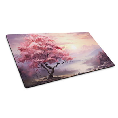 Cherry Blossom Mouse Pad Pink Lavender Sunset Gaming Desk Watercolor Calm Mood Minimal Desk Decor Watercolor