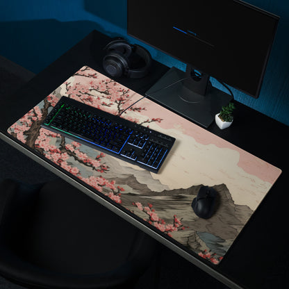 Cherry Blossom Mouse Pad Large Pink Sakura Landscape Desk Pad With Non Slip Base And Edge Stitching For Gaming