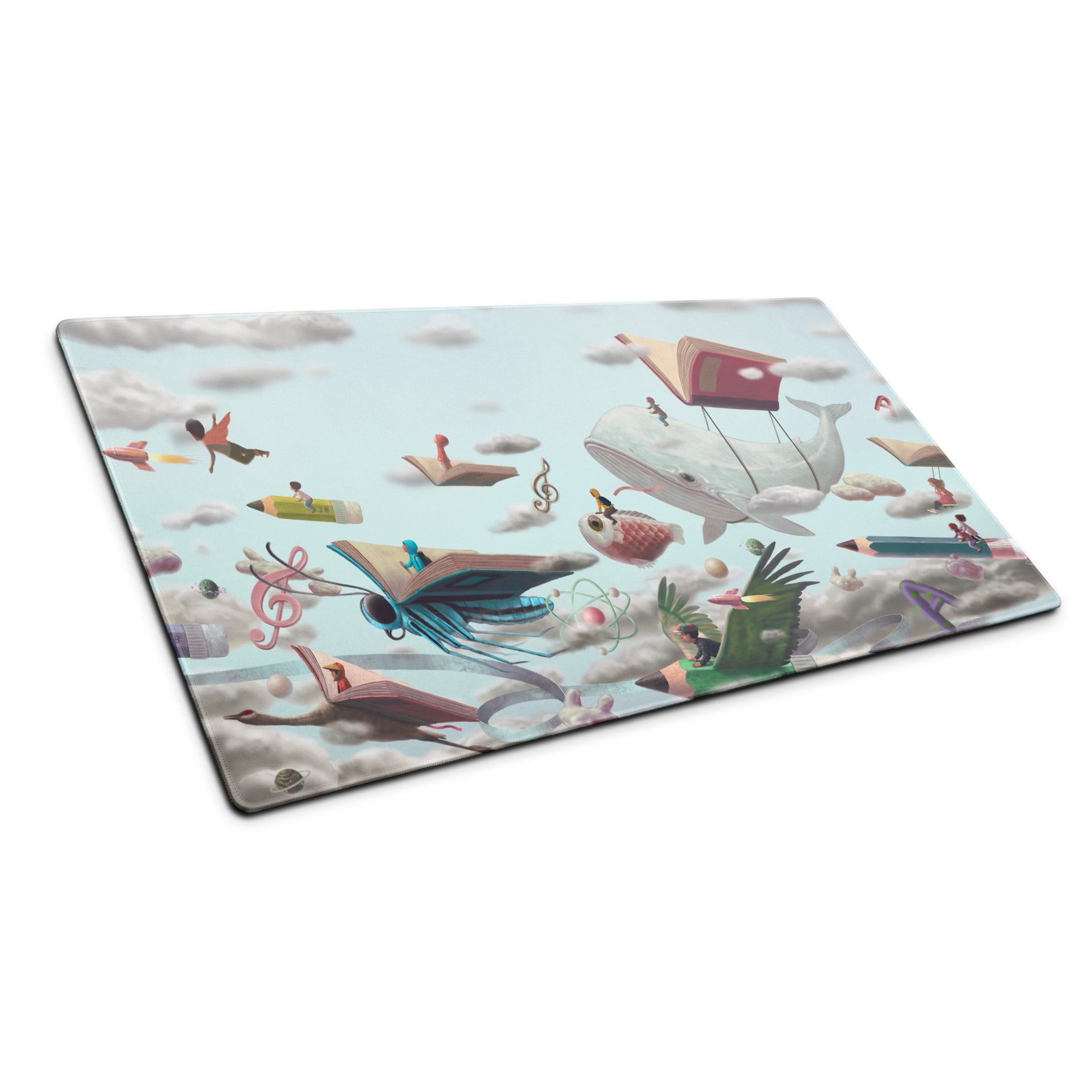 Whimsical Surreal Mouse Pad Sky Blue Desk Setup Modern Contemporary Illustration