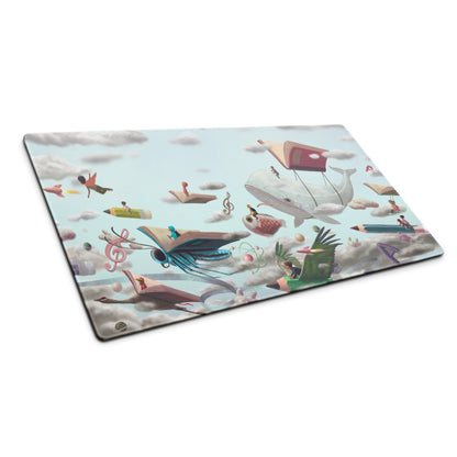 Whimsical Surreal Mouse Pad Sky Blue Desk Setup Modern Contemporary Illustration