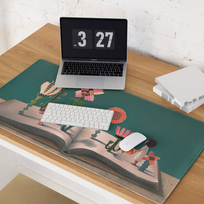 Floral Mouse Pad Teal Pink Home Office Modern Contemporary Desk Pad Whimsical Decor Illustration Print