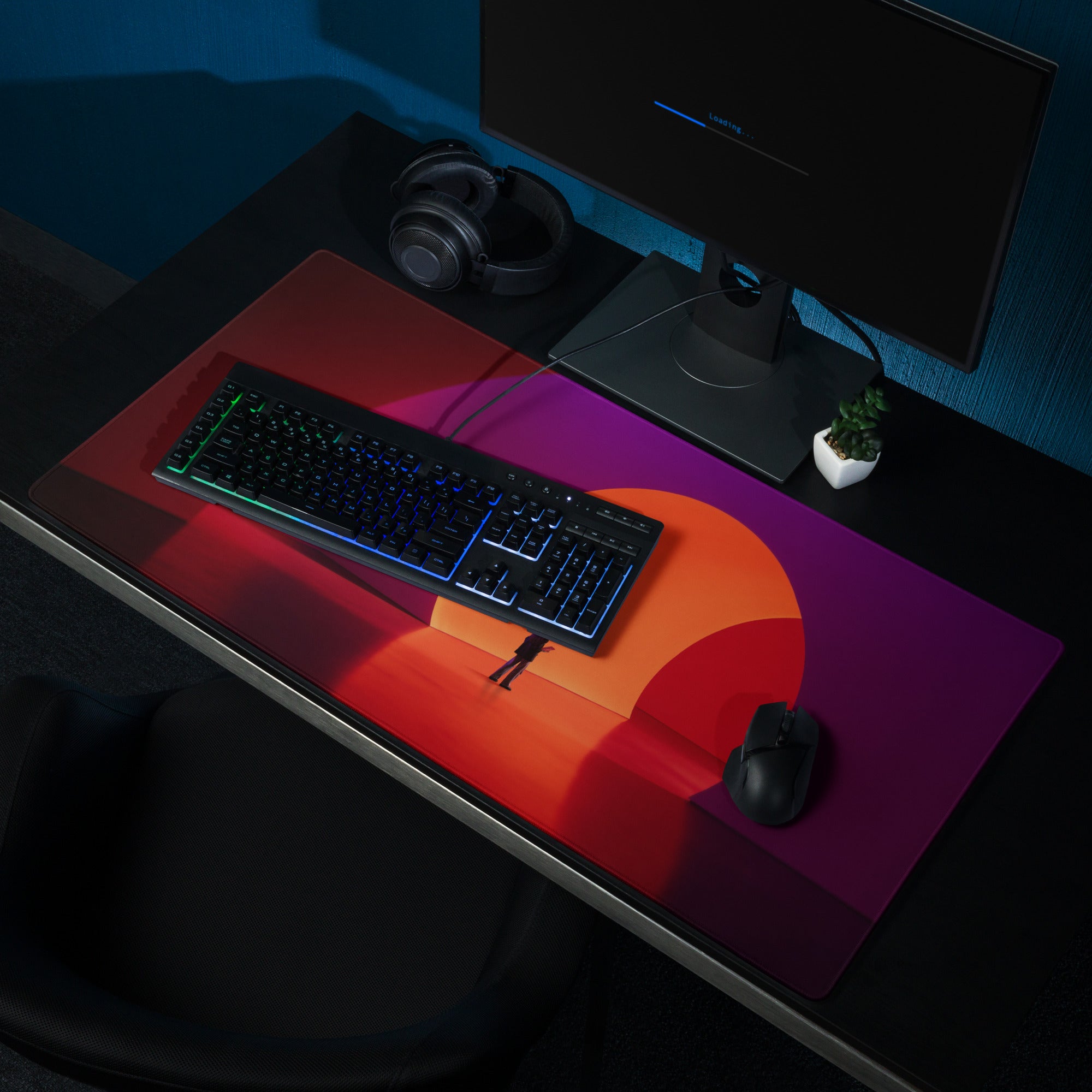 Purple Orange Abstract Contemporary Mouse Pad For Modern Home Office Desk Decor Aesthetic