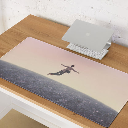 Pink Sunset Gradient Mouse Pad For Desk Contemporary Art Style Minimal Office Decor Jumping Figure Illustration