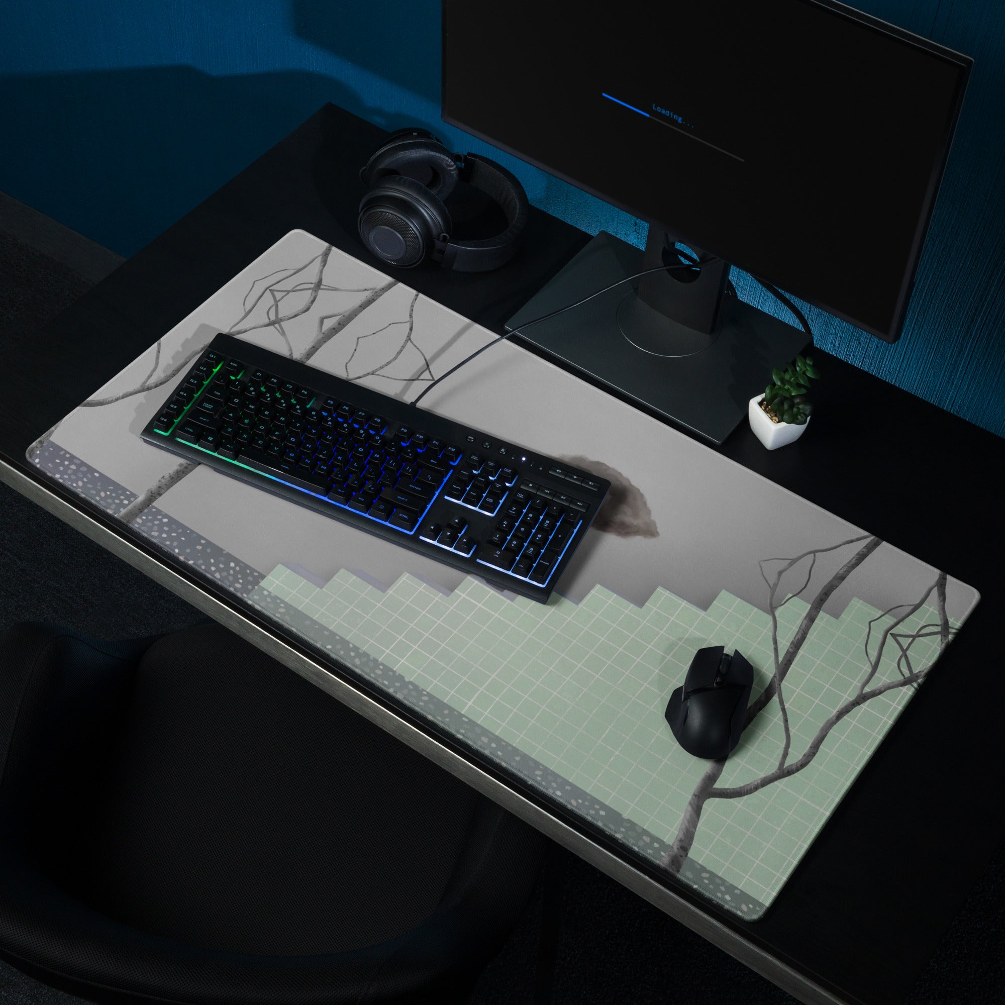Gray Green Contemporary Mouse Pad - Mouse Pad Gray Green Home Office Moody Minimalist Office Decor Gaming Desk Mat