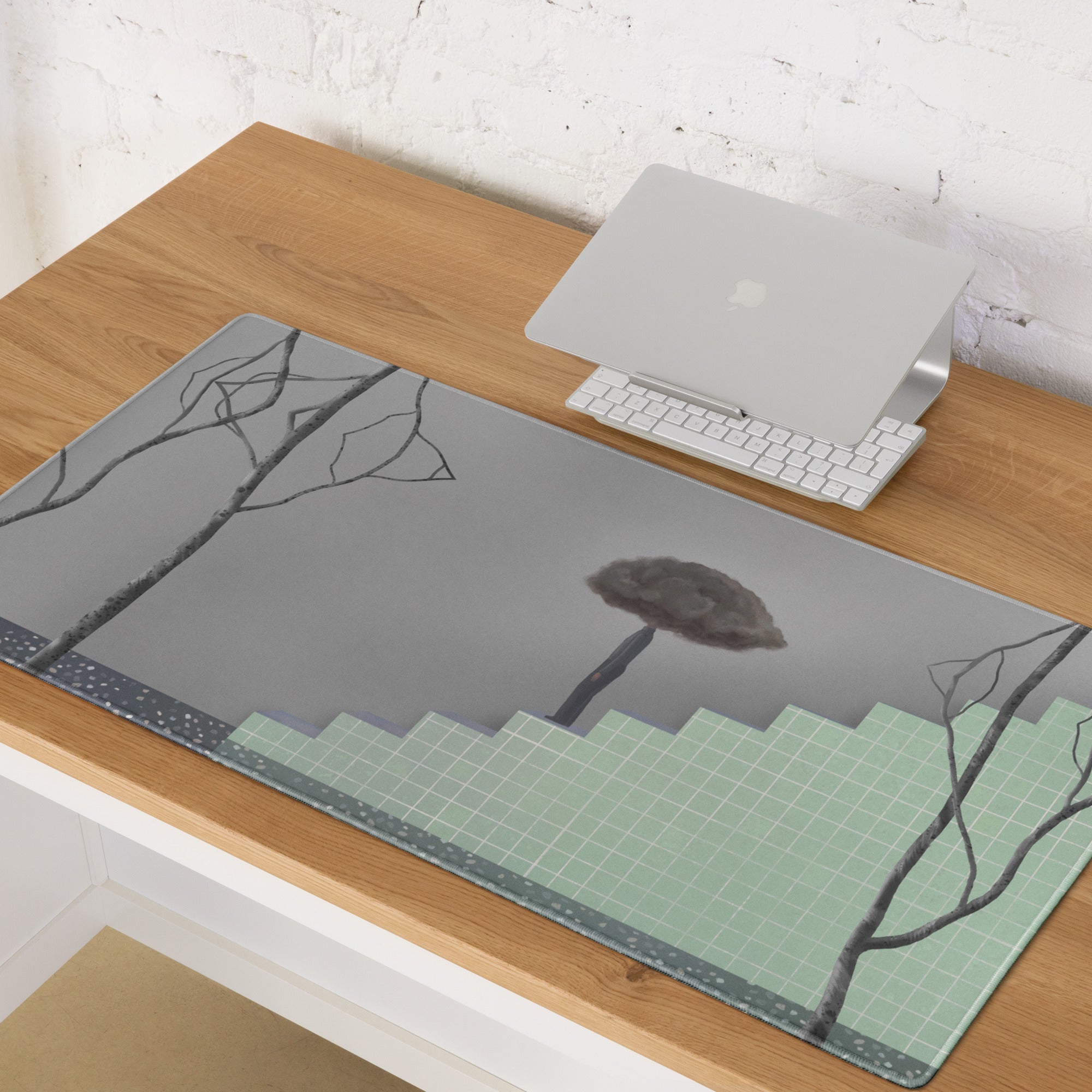 Gray Green Contemporary Mouse Pad - Mouse Pad Gray Green Home Office Moody Minimalist Office Decor Gaming Desk Mat