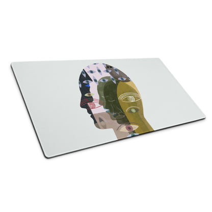 Multicolor Head Collage Mouse Pad For Desk And Office Use Modern Abstract Art Style Vibrant Colors