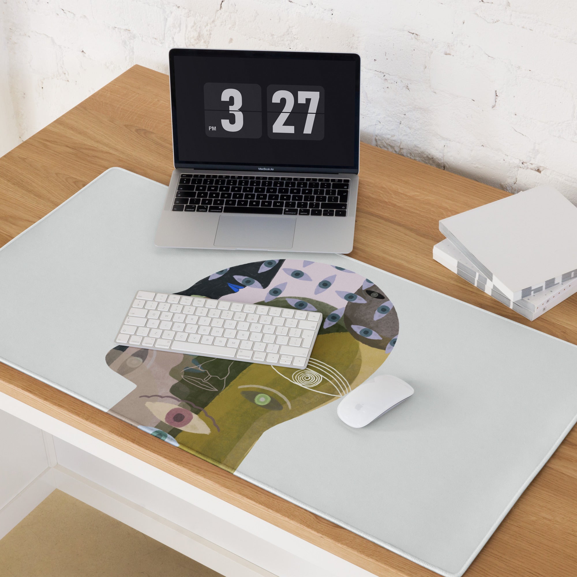 Multicolor Head Collage Mouse Pad For Desk And Office Use Modern Abstract Art Style Vibrant Colors