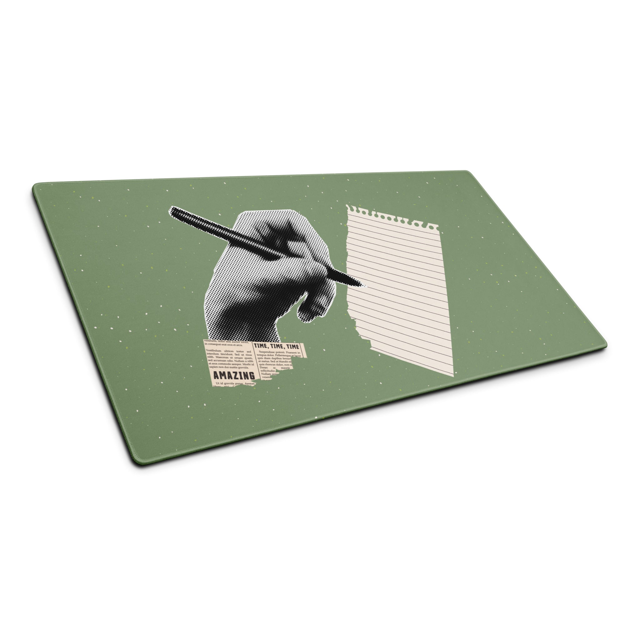 Olive Green Mouse Pad For Desk Setup Contemporary Pop Art Style With Hand Drawn Notes