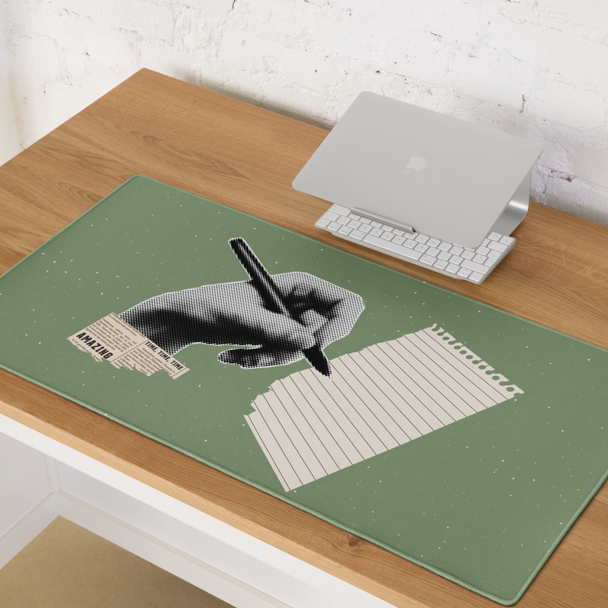 Olive Green Mouse Pad For Desk Setup Contemporary Pop Art Style With Hand Drawn Notes