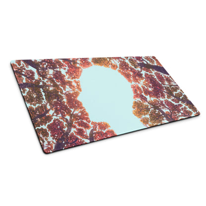 Autumn Tree Canopy Desk Pad - Autumn Tree Canopy Orange Red Leaves Sky Desk Pad Contemporary Art Cozy Mood Modern Decor Gaming Desk Pad Photographic