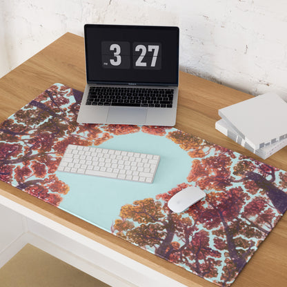 Autumn Tree Canopy Desk Pad - Autumn Tree Canopy Orange Red Leaves Sky Desk Pad Contemporary Art Cozy Mood Modern Decor Gaming Desk Pad Photographic