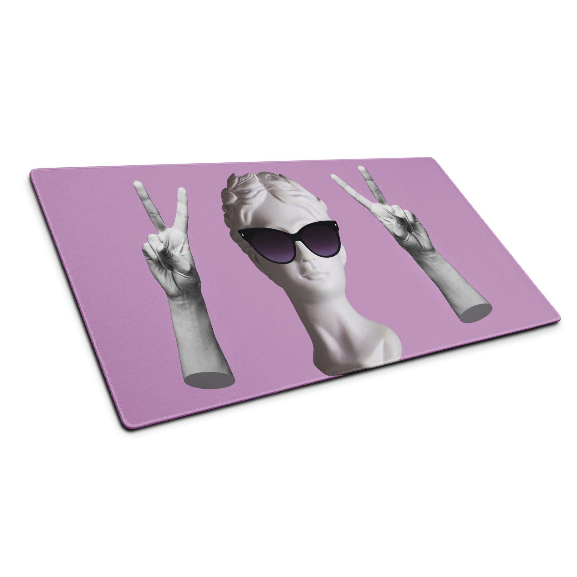 Mouse Pad Purple Desk Decor Contemporary Themed With Statue Portrait Wearing Sunglasses Playful Mood Pop Art Print