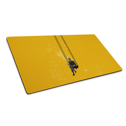 Yellow Contemporary Swing Artwork Mouse Pad For Desk, Modern Office Decor, 36x18 Or 18x16, Smooth Polyester Surface