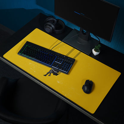 Yellow Contemporary Swing Artwork Mouse Pad For Desk, Modern Office Decor, 36x18 Or 18x16, Smooth Polyester Surface