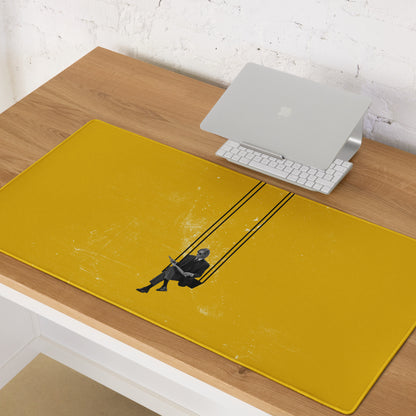 Yellow Contemporary Swing Artwork Mouse Pad For Desk, Modern Office Decor, 36x18 Or 18x16, Smooth Polyester Surface