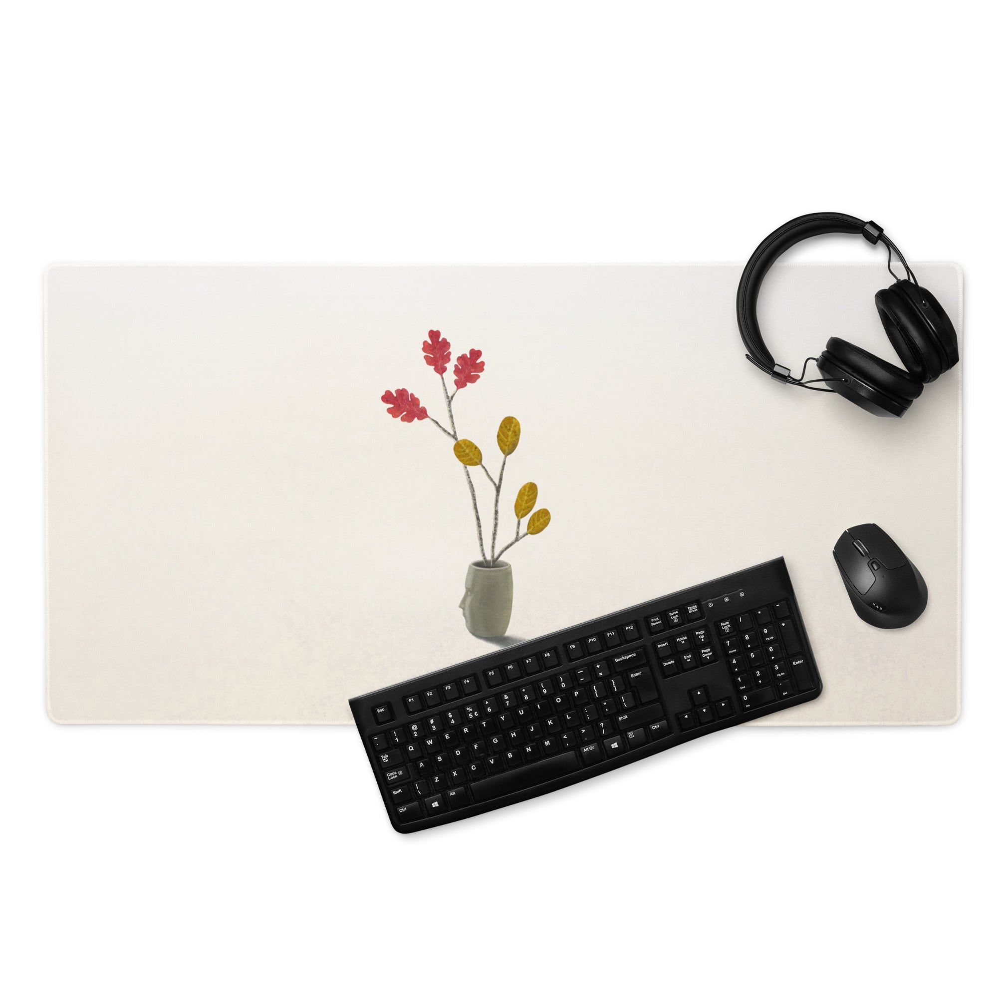 Beige Botanical Watercolor Mouse Pad - Botanical Beige Mouse Pad Home Office Mood Calm Natural Desk Decor Modern