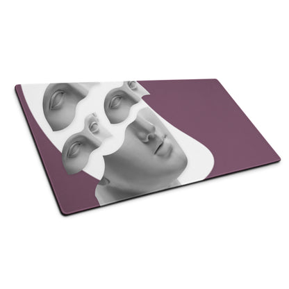 Purple Portrait Mosaic Oversized Mouse Pad For Gaming And Work Contemporary Art Style 36x18 Inches