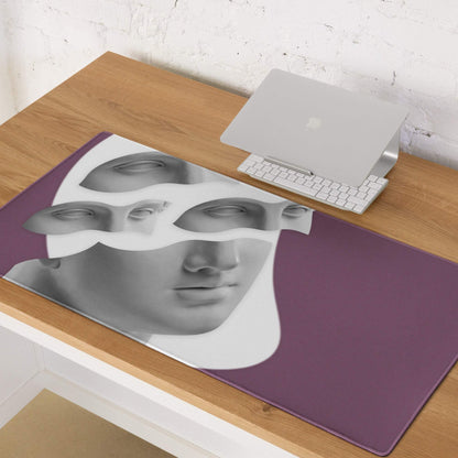Purple Portrait Mosaic Oversized Mouse Pad For Gaming And Work Contemporary Art Style 36x18 Inches