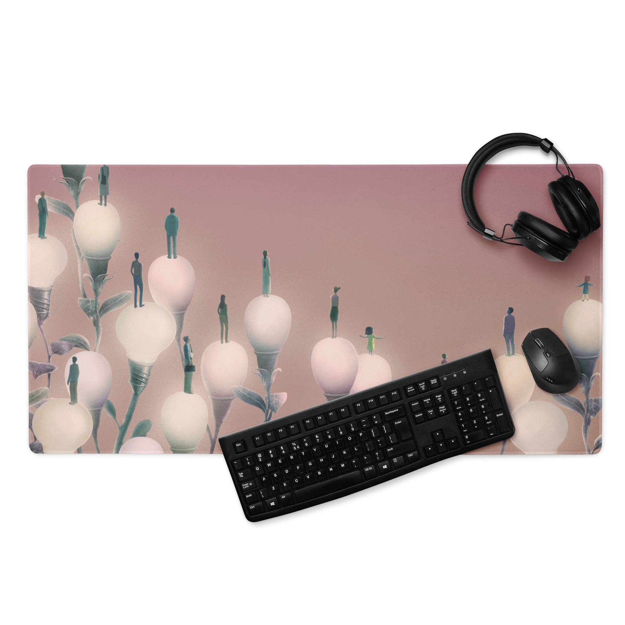 Pink Gradient Contemporary Mouse Pad 36x18 Large Desk Mat For Home Office And Gaming Modern Abstract Art